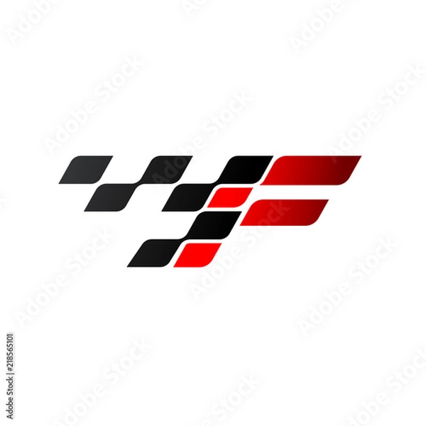 Fototapeta Letter F with racing flag logo