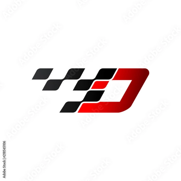Obraz Letter D with racing flag logo