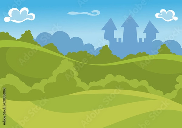 Obraz Fantasy summer vector background with castle