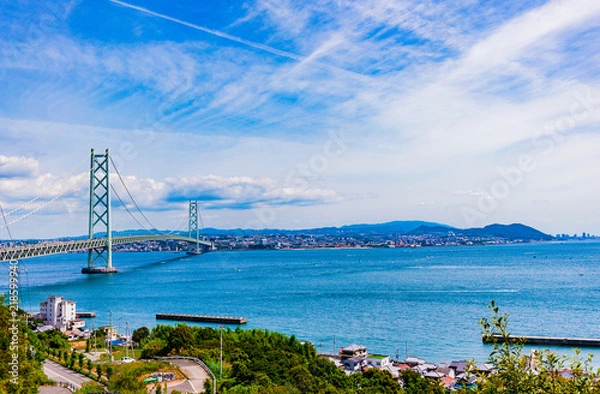 Obraz 兵庫県・淡路から見る海峡と神戸