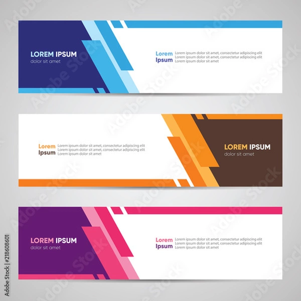 Obraz Modern Banner Design. Banner Backdrop Background Header Footer Web Template. Abstract Colorful Banner with Diagonal Style Vector