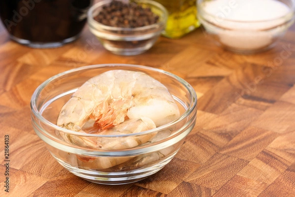 Obraz fresh prawns and ingredients