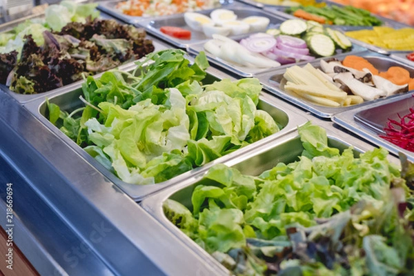 Obraz salad bar with vegetables in the restaurant, healthy food