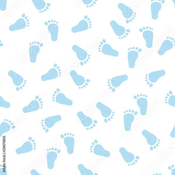 Obraz Seamless pattern with baby footprint, background, texture. vector illustration.