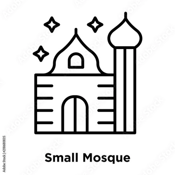 Fototapeta Small Mosque icon vector isolated on white background, Small Mosque sign , thin line design elements in outline style