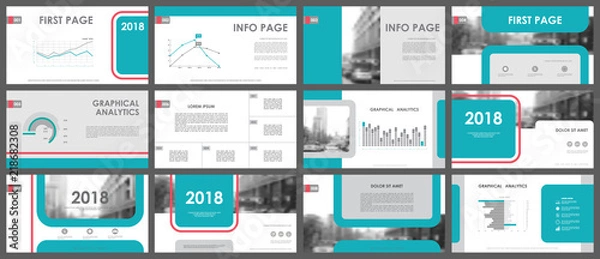 Fototapeta Set of web page design templates for data analysis, infographic elements for presentation templates. Corporate Business Card. Modern brochure, layout. Flyer design.