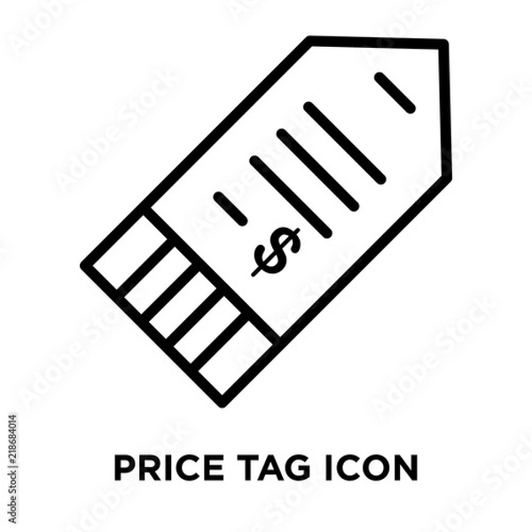 Fototapeta Price tag icon vector isolated on white background, Price tag sign , line symbol or linear element design in outline style
