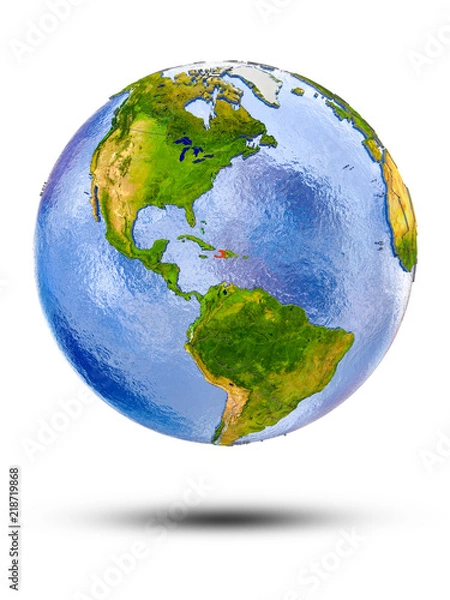 Fototapeta Haiti on globe
