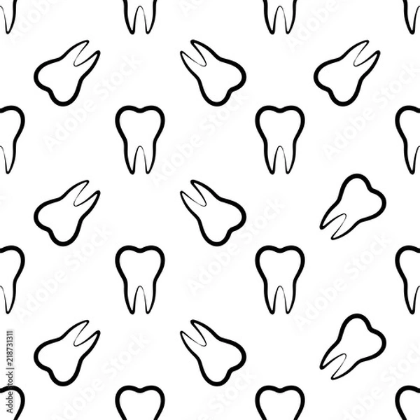 Fototapeta Teeth Icon Seamless Pattern, Medical Seamless Pattern