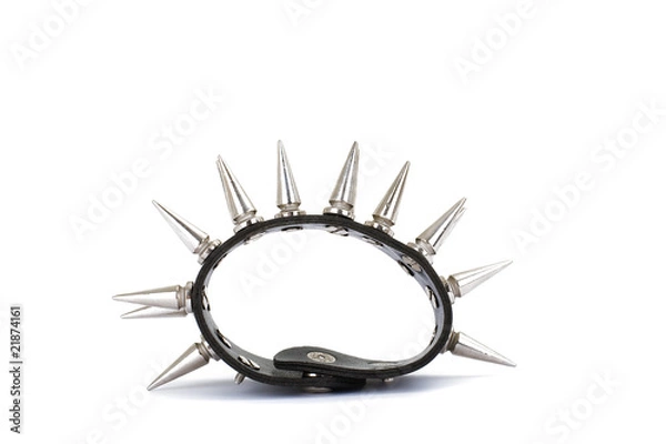 Obraz Black Leather Belt with Chrome Studs