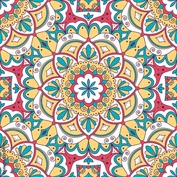 Fototapeta Hand drawn ornamental seamless pattern. Vector Illustration