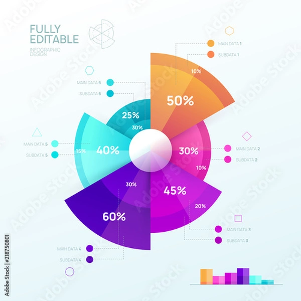 Obraz Vector infographic design template. Diagram for data presentation.