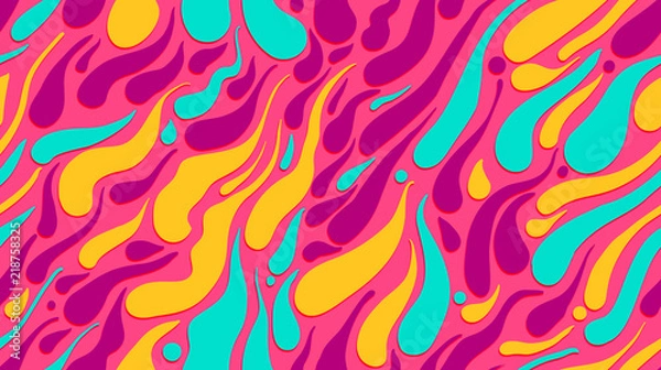 Fototapeta Vector colored blots, seamless rectangular four-colored pattern, multi-colored spots, flat drops and smudges.