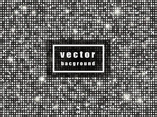 Obraz Glittering silver Texture. Vector bright shiny mosaic. Abstract background.