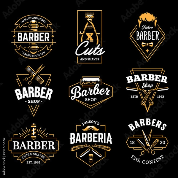 Obraz Barber Shop Vector Retro Herby