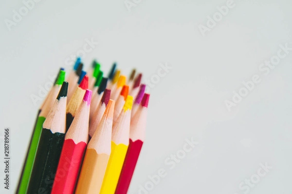 Fototapeta color pencil with different color on white background