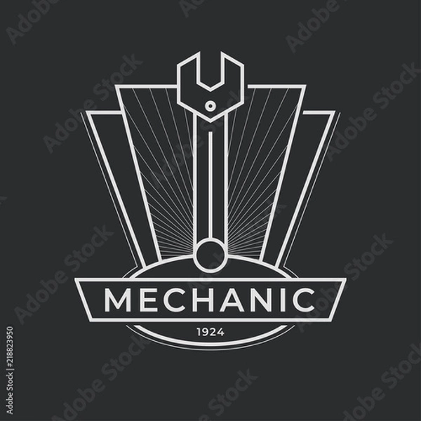 Fototapeta Auto mechanic service. Mechanic service logo set. Repair service auto mechanic logos. Car vintage vector logo set. Vector illustration.