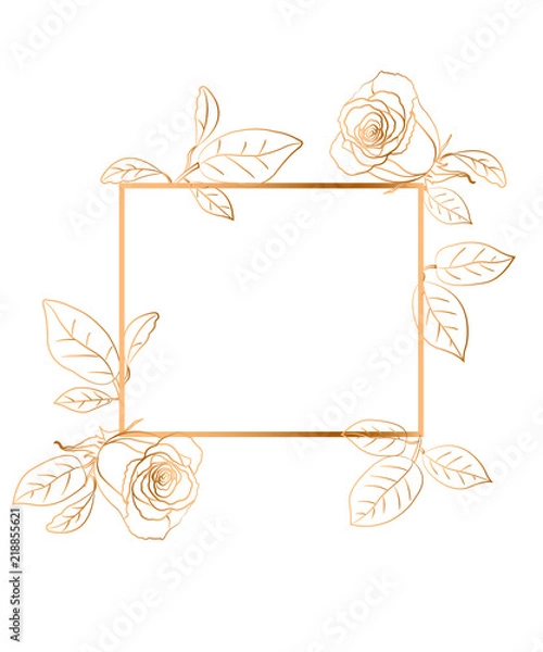 Fototapeta Gold rose frame