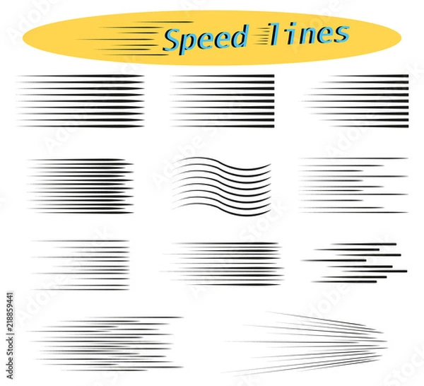 Obraz Set of speed lines. Design elements for Manga and Comics. Vector illustrations for your projects.