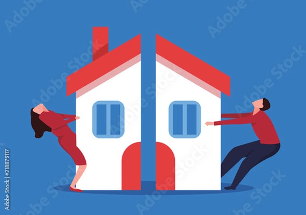 Fototapeta Couples fighting for property