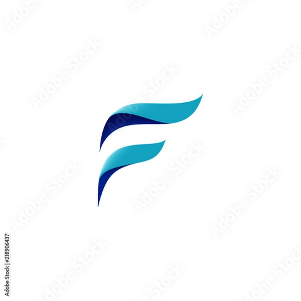 Obraz Letter F Feather Wave Logo
