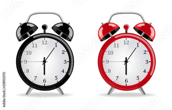 Obraz Alarm clock Vector realistic. Red and black clocks isolated on whites