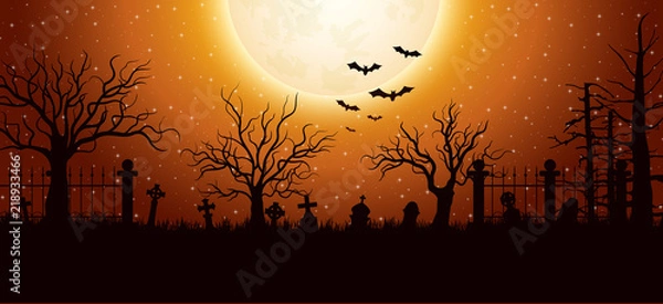 Obraz Halloween background with graveyard