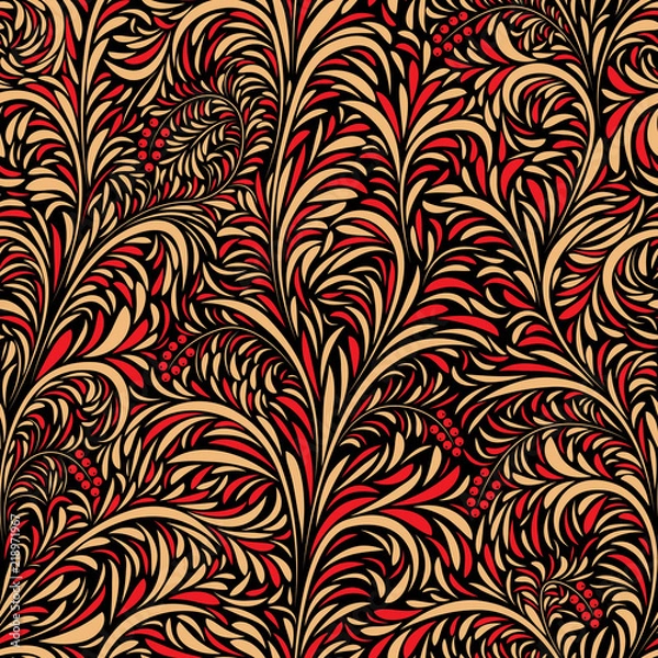 Fototapeta Seamless pattern of traditional Russian folk painting.