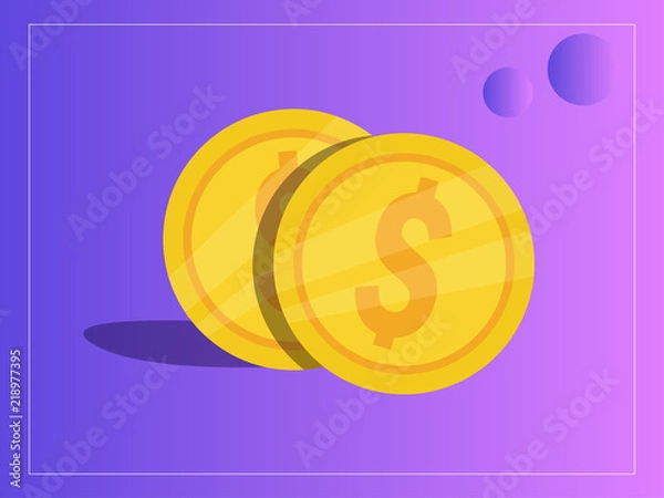 Obraz Two cents Vector. Cartoon. Isolated art Violet Yellow