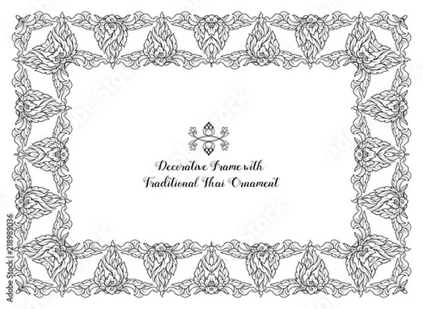 Fototapeta Frame with decorative elements of traditional Thai ornament. Sto