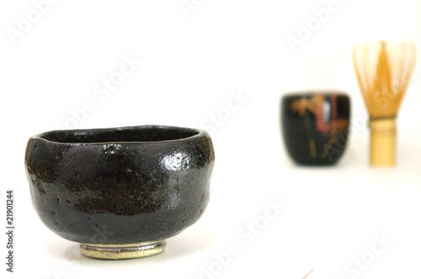 Fototapeta 茶碗と棗と茶筅