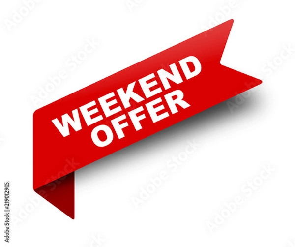 Obraz red vector banner ribbon weekend offer