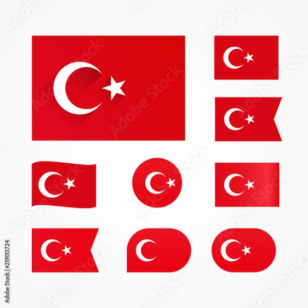 Obraz vector set Turkish flag on a white background