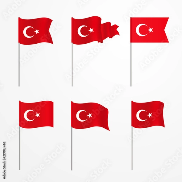 Obraz vector set Turkish flag on a white background