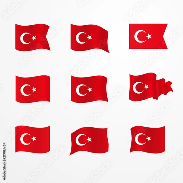 Obraz vector set Turkish flag on a white background