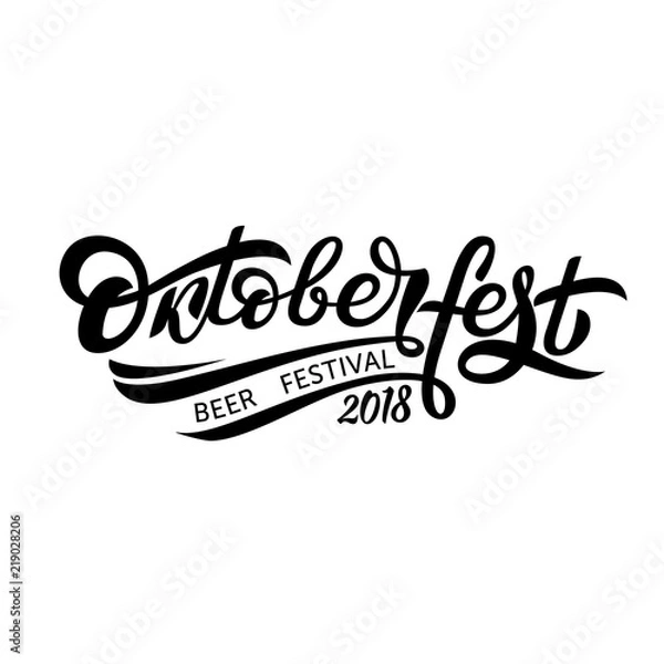 Fototapeta Oktoberfest logotype. Beer Festival vector banner. Illustration of Bavarian festival design on white background with black lettering typography for logo, poster, card, postcard