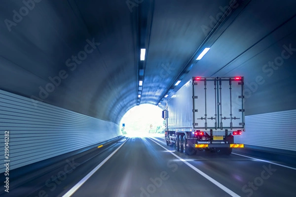 Obraz Truck passing through tunnels for safe and fast transport.