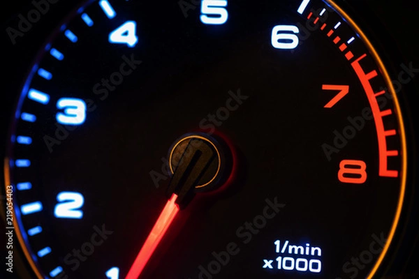 Fototapeta SUV speedometer with highlights in the night