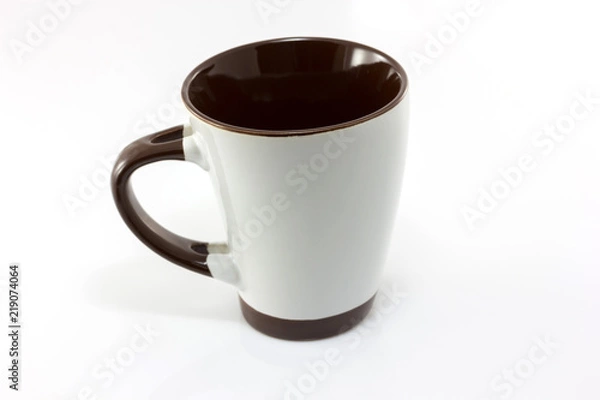 Obraz Empty White with brown mug on white