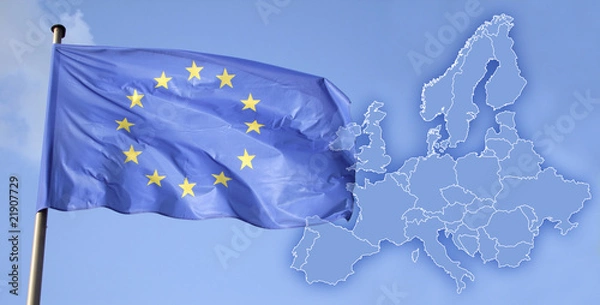 Obraz Europafahne mit Karte