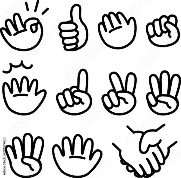 Fototapeta ハンドサインのイラストセット