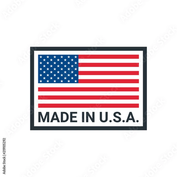 Fototapeta Made in USA badge with USA flag elements. Vector illustration