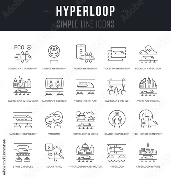 Obraz Set Vector Line Icons of Hyperloop.