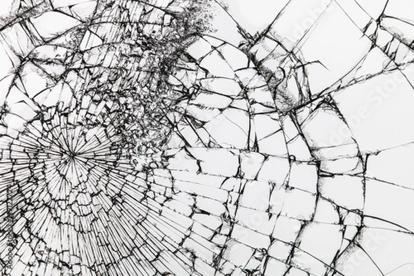 Obraz Broken glass texture on white background