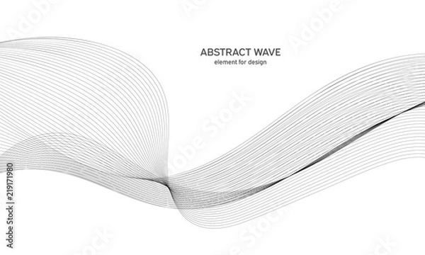 Fototapeta Abstract wave element for design. Digital frequency track equalizer. Stylized line art background. Vector illustration. Wave with lines created using blend tool. Curved wavy line, smooth stripe.