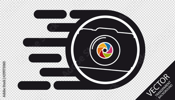 Fototapeta Speed Camera Flat Icon - Fast Film Development Concept - Vector Illustration - Isolated On Transparent Background