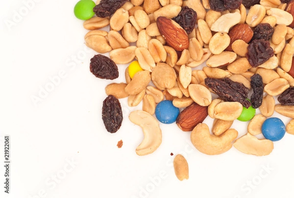 Fototapeta Mixed Nuts Trail Mix with Space for Text