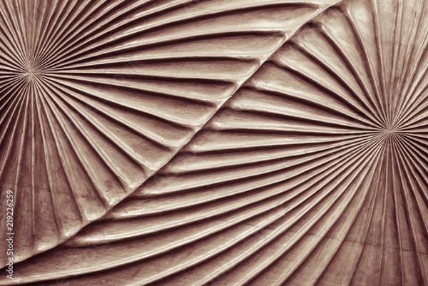 Fototapeta hand carved brown wooden texture, leaf trace mimic