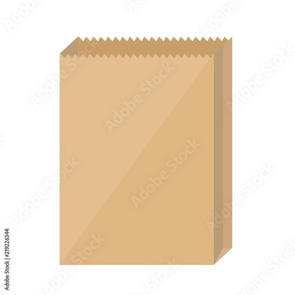 Obraz Brown paper bags on white background. Stock flat vector illustration.
