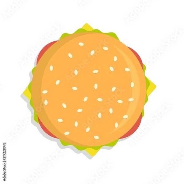 Obraz Burger icon top view . Stock flat vector illustration.